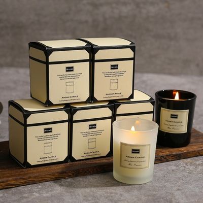 Harga yang bagus Custom made kotak sabun persegi aromaterapi lilin putih kotak kertas hitam grosir on line