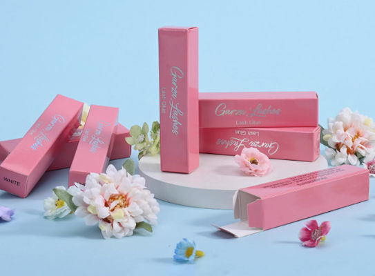 Custom Pink Lash Glue Packaging Box Tuck End Paper Cosmetic Box with Logo for Eyelash Adhesive