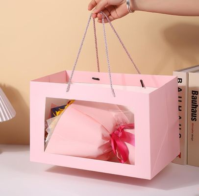 Gift Bag Simple Transparent Tote Bag Window Flowers Valentine'S Day Gift Bag Cheap Paper Bag