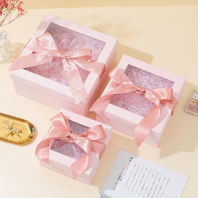 Rigid Lid And Base Gift Box With Clear Window And Ribbon For Soap Candles Jewelry Or Small Gifts