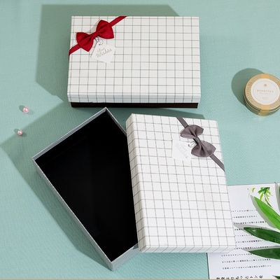High End Square Gift Box With Bow Rigid Lid And Base Packaging For Special Occasions