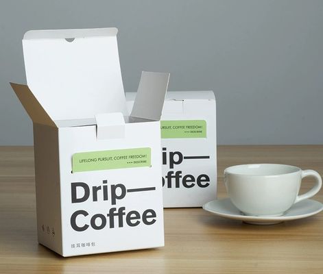 White Cardboard Packaging Paper Box For Coffee Bags Or Tea Bags With Logo Printing