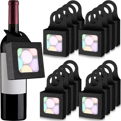 Custom Kraft Paper Wine Gift Box With Window And Hanging Tab Printed Packaging Box For Candy Cookies And Retail Display