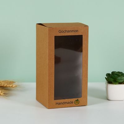 Custom Kraft Paper Folding Packaging Box With Window Square Printed Box For Tea Cosmetics And Handmade Gifts