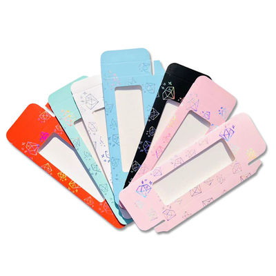 Colorful Paper Eyelash Packaging Sleeves With Clear Window Holographic Design