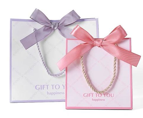 Matte Laminated Paper Gift Bag With Rope Handle For Boutique Gifts