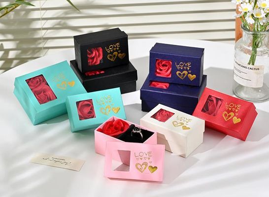 Romantic Valentine's Jewelry gift Box With Rose Top For Ring Pendant Or Bracelet