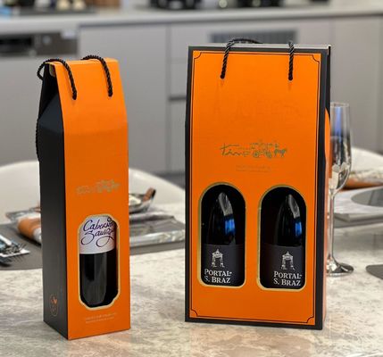 Eco Friendly Foldable Wine Packaging Box Custom Printed Single Double Bottle Empty Boxes