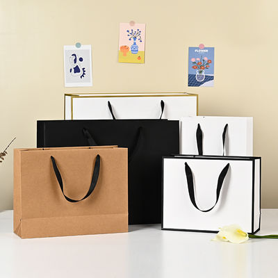 Good price Kraft Paper Tote Bag Clothing Shopping Bag Custom Solid Color Thick White Card Gift Bag online