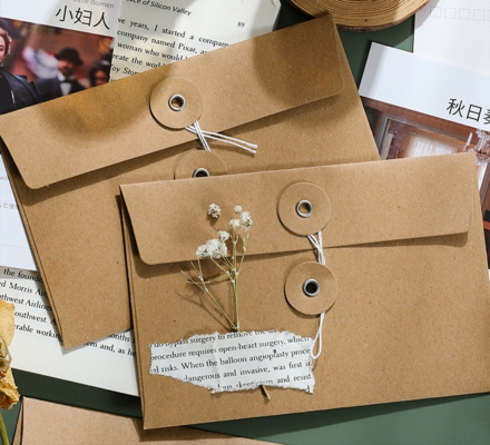 Good price Premium Kraft Paper String Tie Document Envelope Thick Vintage Folder For Invoices Cards Stationery Storage Paper Bag online