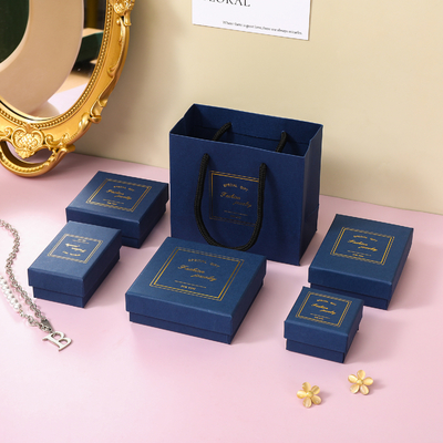 Harga yang bagus Luxury Teal Perhiasan Box Set Kalung Earring Ring Gift Packaging Dengan Aksen Emas on line