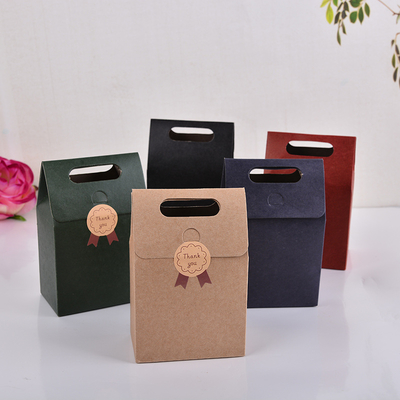 Bom preço Papel Kraft de cor sólida Flip embalagem saco de papel doces bolo embalagem presente saco Tote on-line