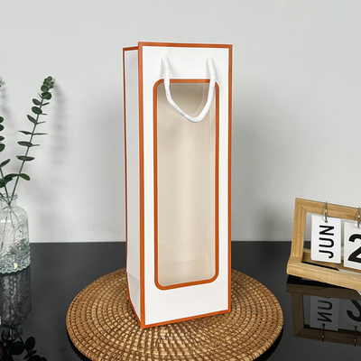 Premium Kraft Paper Gift Bags with Clear Window Multi Color Rope Handle Packaging for Holidays Weddings Retail