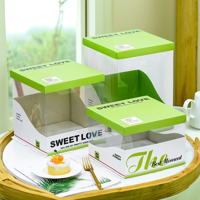 Bom preço Caixa de Bolo Transparente com Tampa Verde Embalagem de Aniversário para Confeitarias e Sobremesas on-line