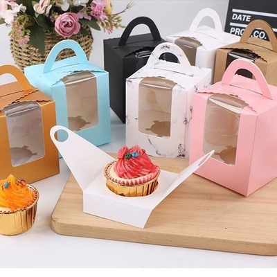 Bom preço Caixa de Sobremesa Individual com Janela Transparente para Cupcake, Muffin, Embalagem de Mousse Francesa, 1 Unidade, Caixa para Bolo para Levar on-line