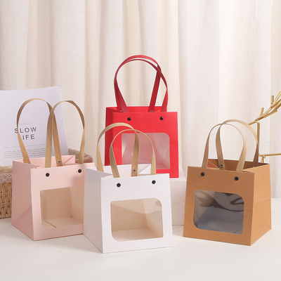 Good price Creative Kraft Paper Bag Smiley Face Flowers White Card Handbag Baking Cake Dried Fruit Snack Packaging Bag online