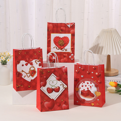 Good price Various Styles Of Customized Kraft Paper Gift Bags Red Love Gift Bags Valentine'S Day Gift Packaging Bags online