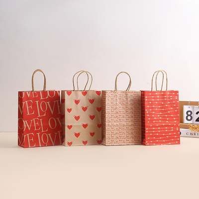 Bom preço Bolsa de papel Kraft Carta de amor Impressão criativa Embalagem Bolsa de festa Souvenir Bolsa de mão de grande capacidade on-line