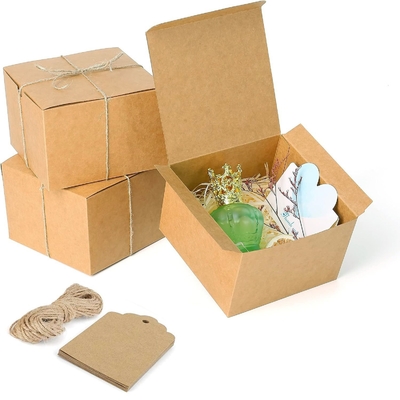 Premium Kraft Square Gift Boxes Large Eco Friendly Packaging With Twine Tags Elegant Customizable
