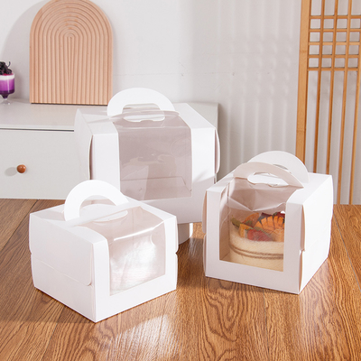 Good price Birthday Cake Box With Clear Window Handle Premium White Pastry Packaging For Gifting Parties online