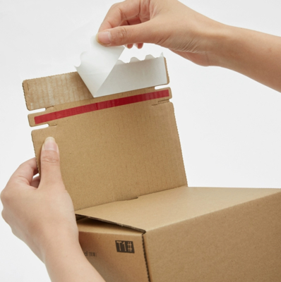Buon prezzo Scatole postali ondulate con strappo personalizzato, confezione kraft facile da aprire per e-commerce in linea