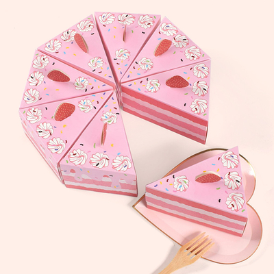 Good price Pink Triangle Cake Shaped Gift Box Set Birthday Party Favors Wedding Candy Box Table Decor With Strawberry online