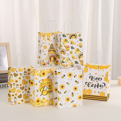 Good price Cartoon Bee Gift Bag Birthday Gift Kraft Paper Bag Party Tote Bag Shopping Packaging Bag Printing online