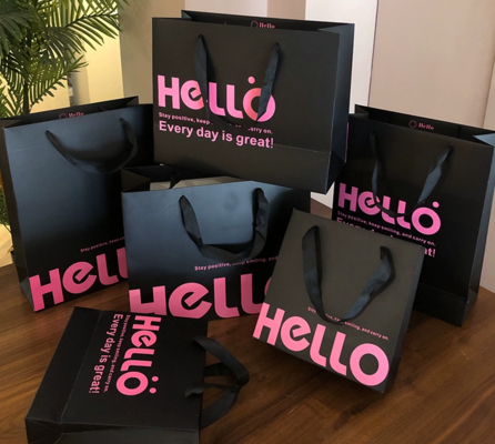 Good price Luxury Black Paper Shopping Bags With Handles Custom Logo Boutique Gift Bags For Clothing Stores online