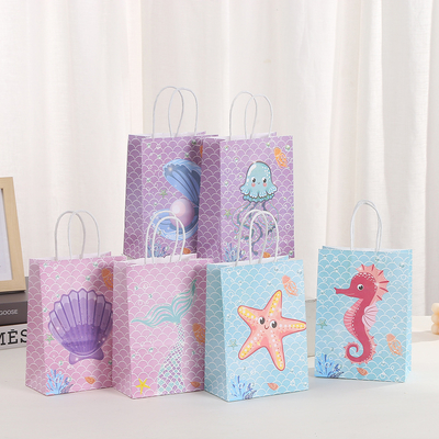 Good price Printed Birthday Gift Bag Ocean Print Packaging Bag Gift Bag Kraft Paper Bag Shopping Party Tote Bag online