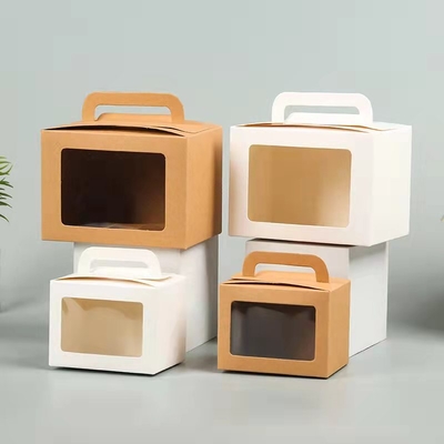 Good price Transparent Window Kraft Paper Gift Box Folding Handbag Packaging Box Simple Cake Candy Box Children'S Gift Box online