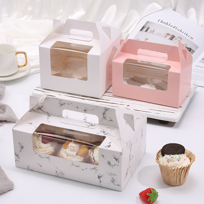 Good price Portable Cupcake Folding Packaging Box Dessert Packaging Box Muffin Box Transparent Egg Tart Box online