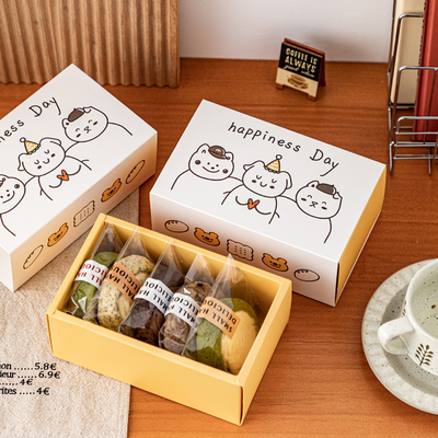 Giá tốt. Bộ hộp quà tặng ngăn kéo hoạt hình dễ thương Bánh quy bông tuyết Scones Madeleine Đóng gói với thiết kế Ngày Hạnh phúc trực tuyến