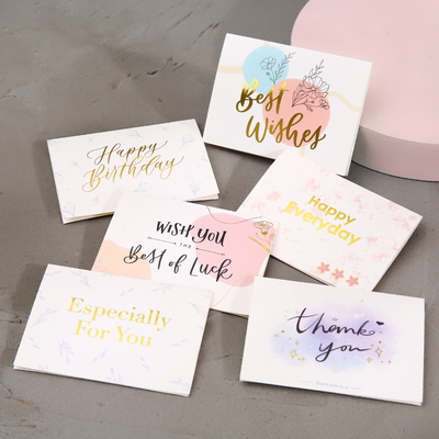 Gold Foil Stamped Greeting Cards Set with Floral Designs