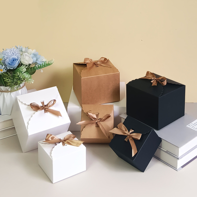 Premium Square Gift Box Set with Gold Ribbon Bows
