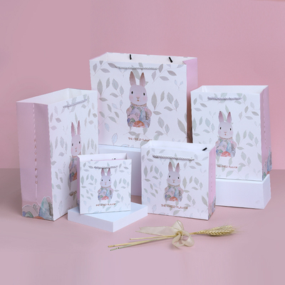 Custom Rabbit Gift Bags with Rope Handles - Pastel Floral Design